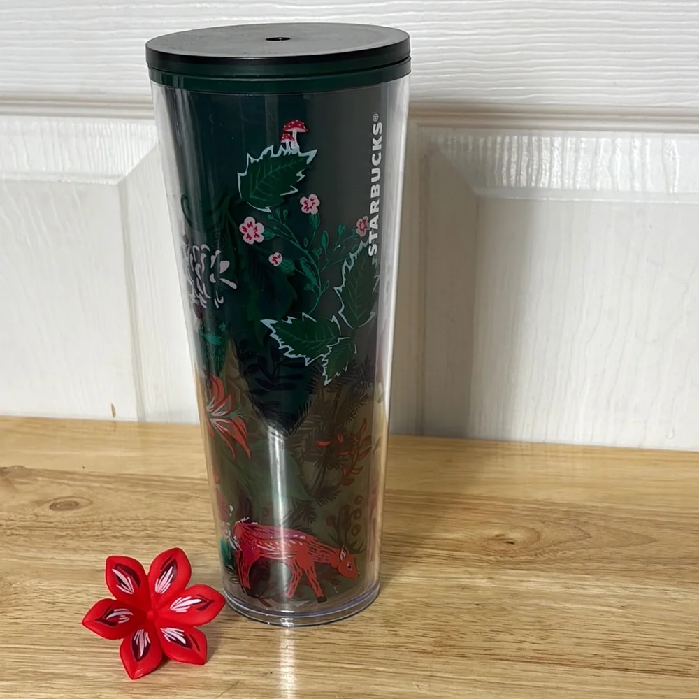 New STARBUCKS 24oz Floral Tumbler with Flower Straw Cover